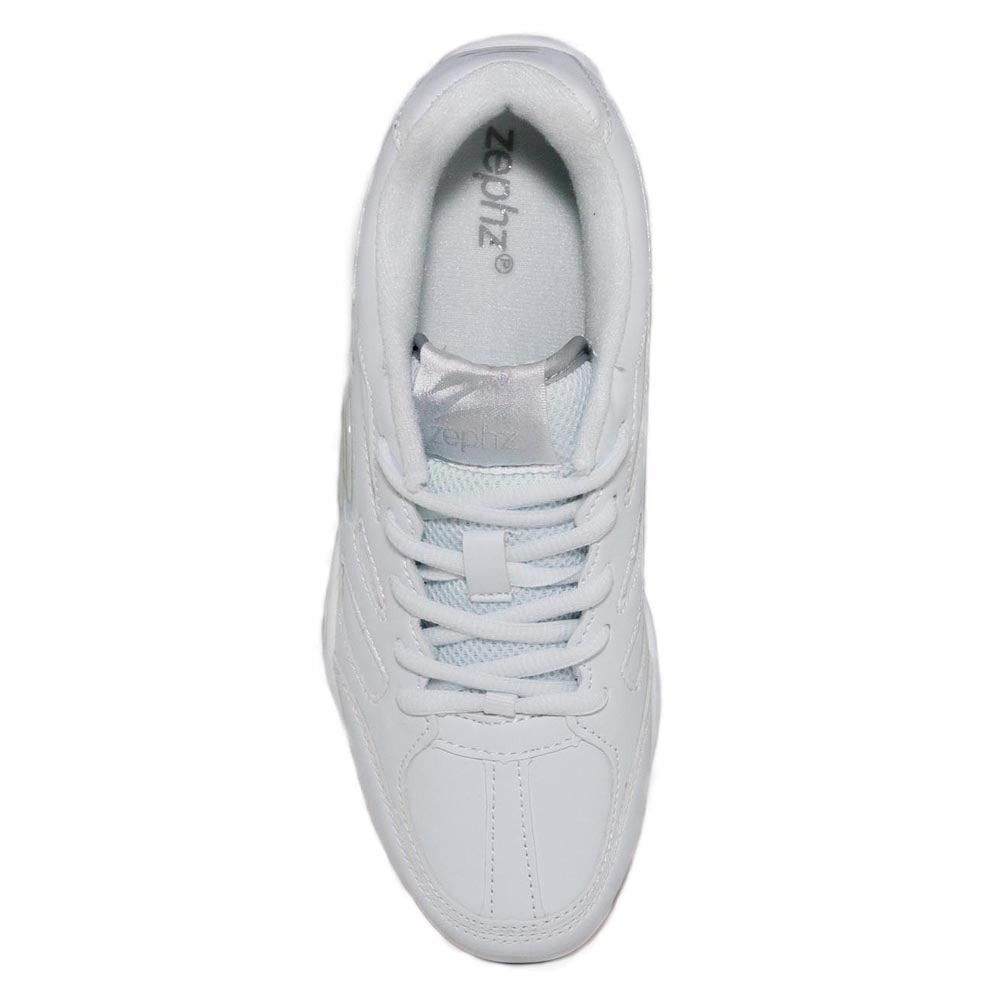 Picture from above of the Zephz zenith cheer shoes uk. White cheer shoes for girls