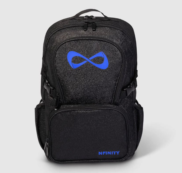 Nfinity sparkle Backpack black royal blue logo 