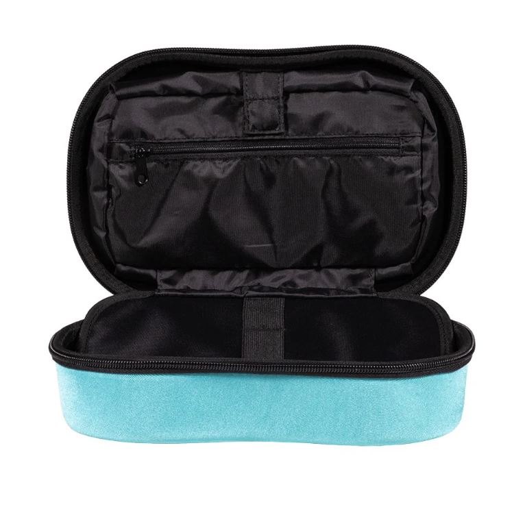 open nfinity rhinstone make up case in teal